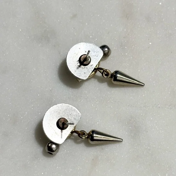 Modernist Artisan OOAK Silver Geometric Dangle Earrings - Picture 14 of 15